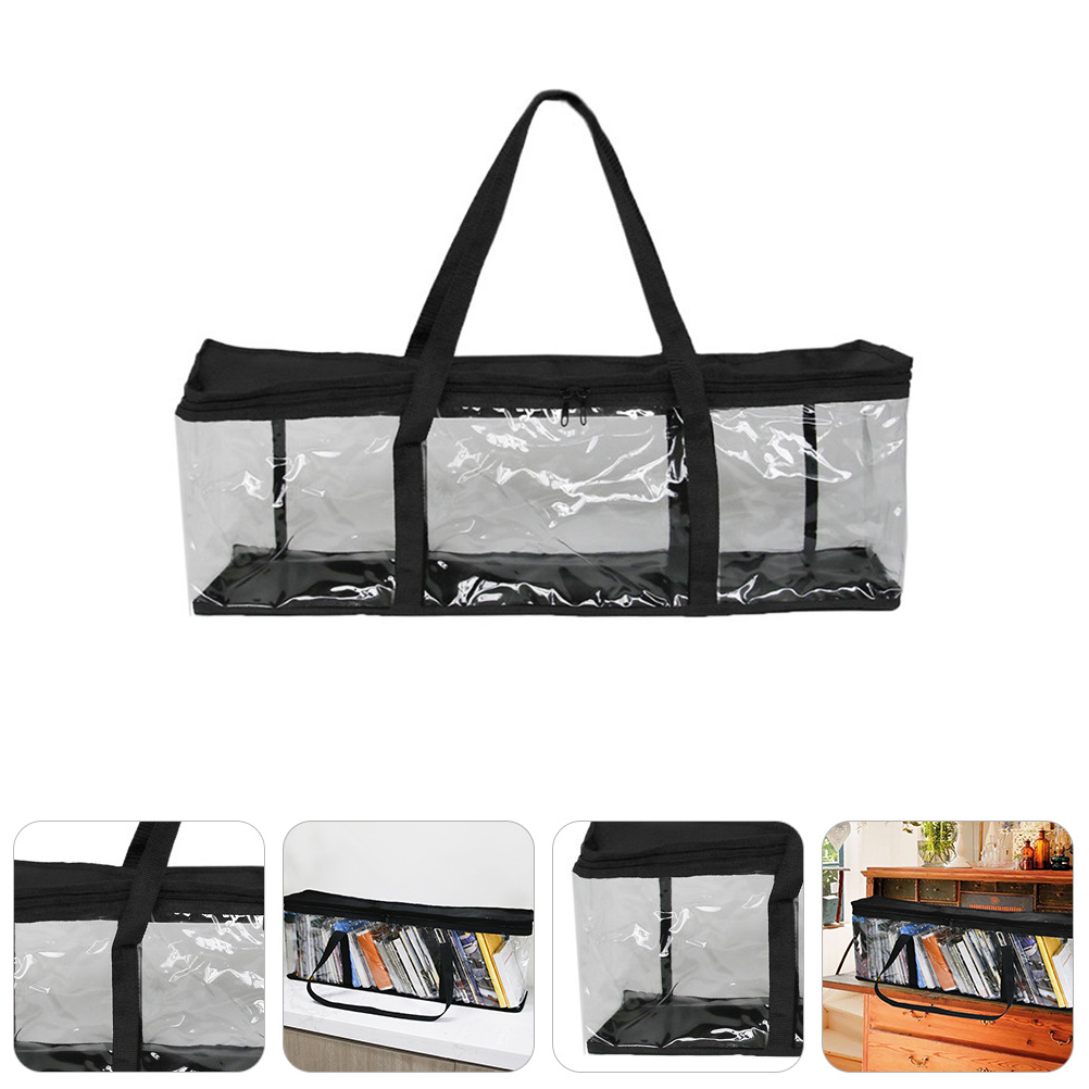Clear Organizer Case, Portable Media Collection Folder, Dual Zipper Closure with Carry Handles