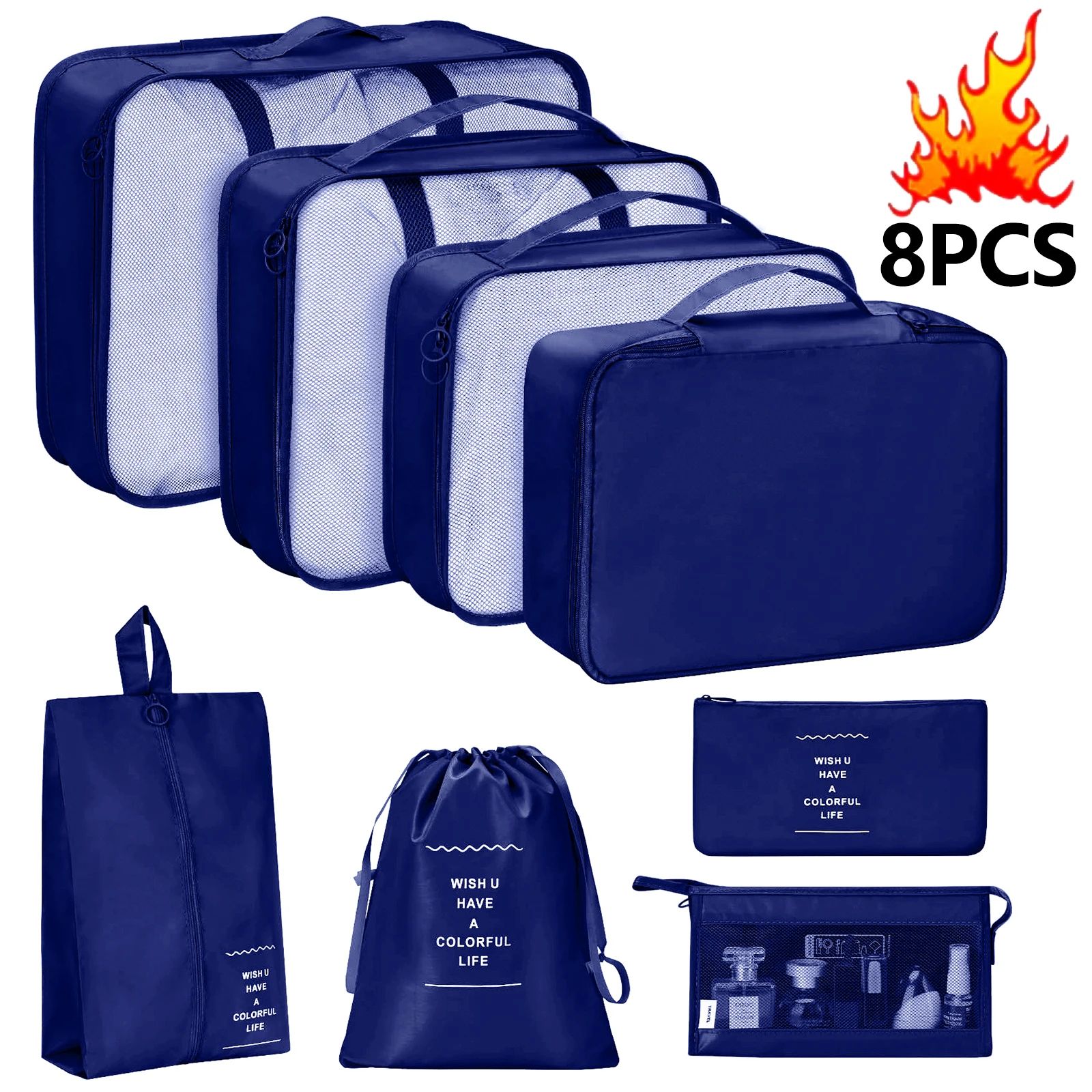 7 Piece Travel Packing Cubes Set