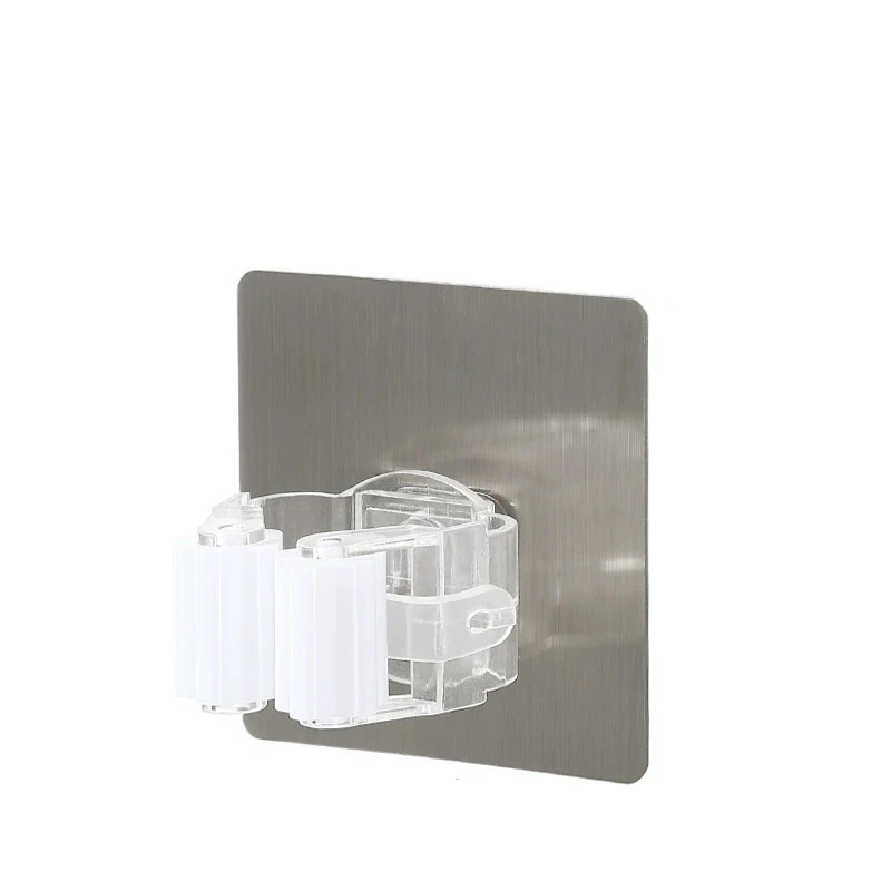 No Nail Mop Hook, Multi Functional Traceless Mop Holder, Double Head, Strong Adhesive Household Clip
