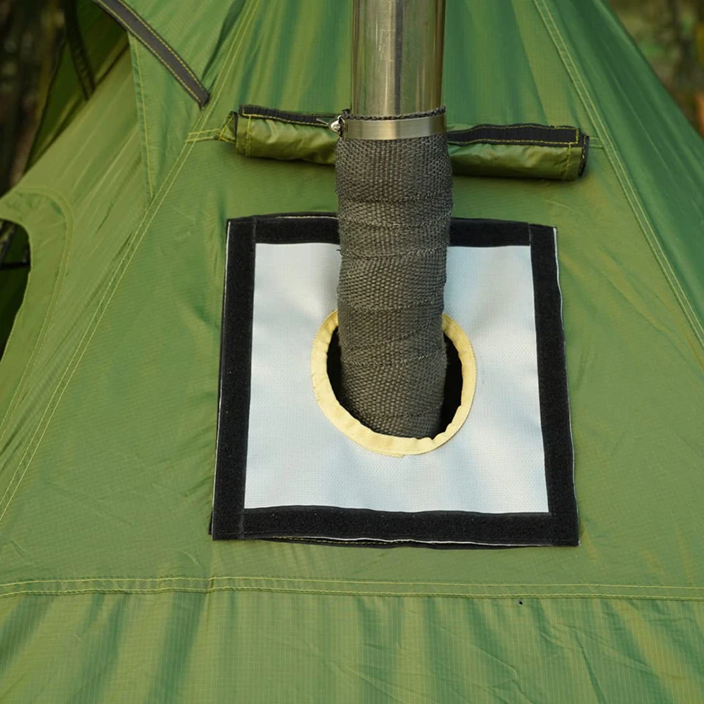 Fireproof Tent Stove Chimney Wrap with Adjustable Clamps Heat Resistant Stove Pipe Insulation