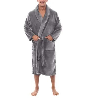 Mens Fashion Winter Plush Shawl Robe – Warm Lengthened Home Sleepwear & Luxury Bathrobe Coat