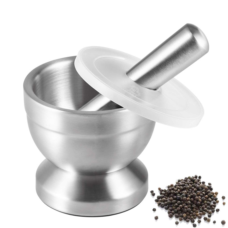 Stainless Steel Spice Grinder With Mortar and Pestle, Herb Grinder Bowl, Seasoning Mill, Pill Crusher