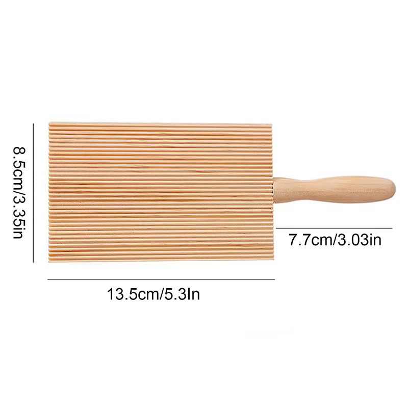 Wooden Garganelli Board 5.3in x 3.35in Pasta Gnocchi Macaroni Board With Handle Kitchen Pasta Tool