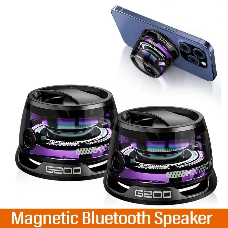 Magnetic Bluetooth Speaker Portable with RGB Light and Phone Holder