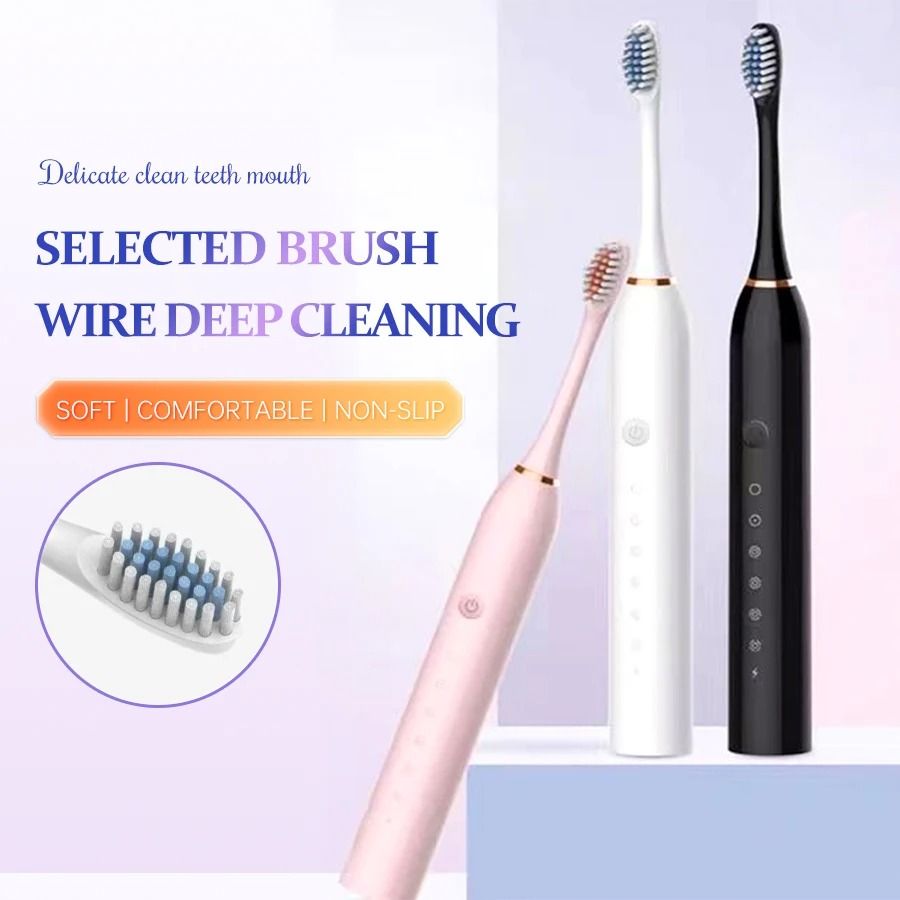Electric Ultrasonic Toothbrush Six Speed Mode USB Charging Waterproof Adult Tooth Cleaner Couple Set