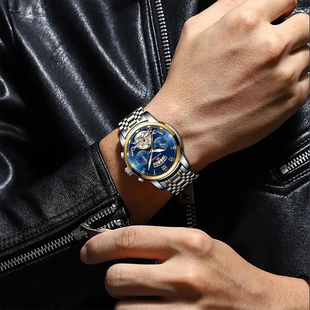 Luxury Stainless Steel Mens Watch with Luminescent Display