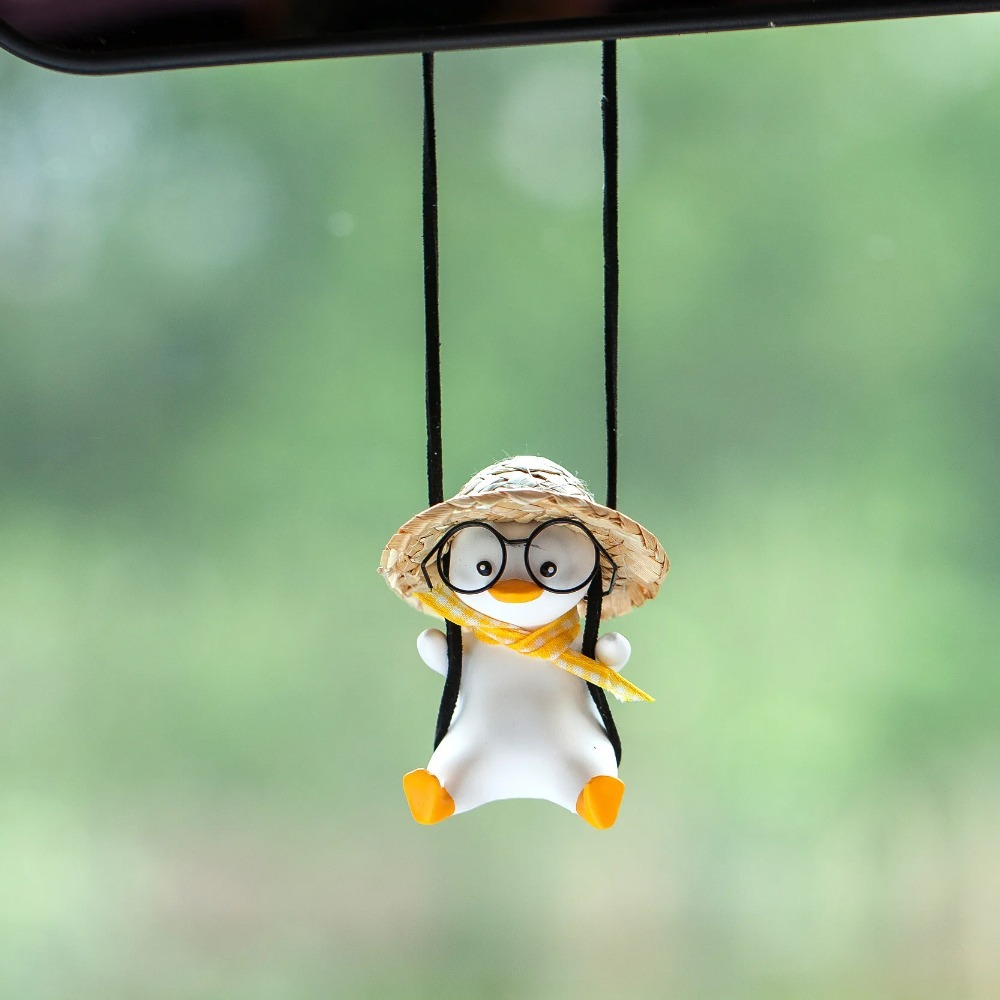 Holiday Swing Duck With Glasses, Car Pendant Cute Swing Duck, Car Interior Decoration, Rearview Mirror Pendant For Car