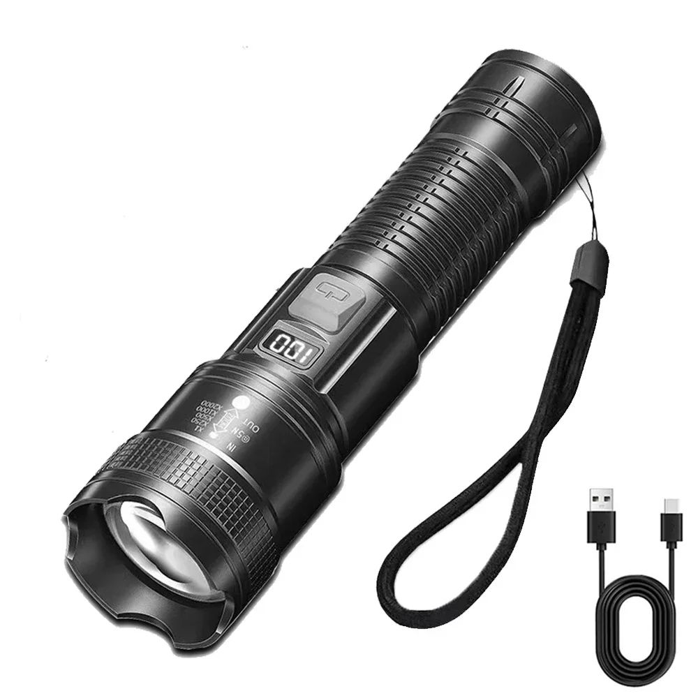 PowerBeam Tactical LED Flashlight with Digital Display & USB Recharge