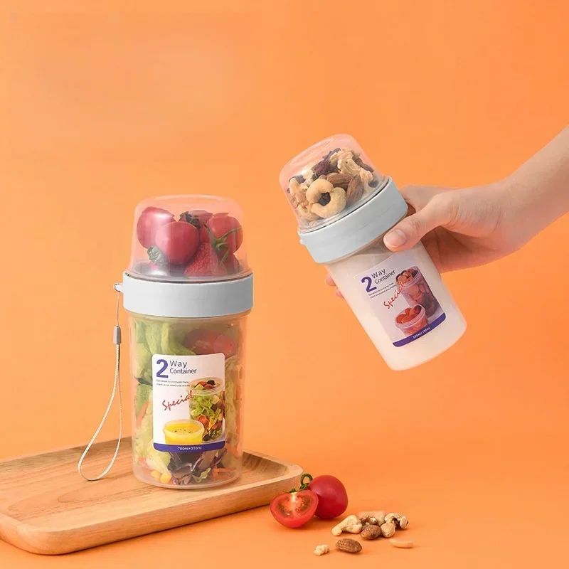 All-in-One Oatmeal Container & Yogurt Cup with Toppings Bento Lunch Box