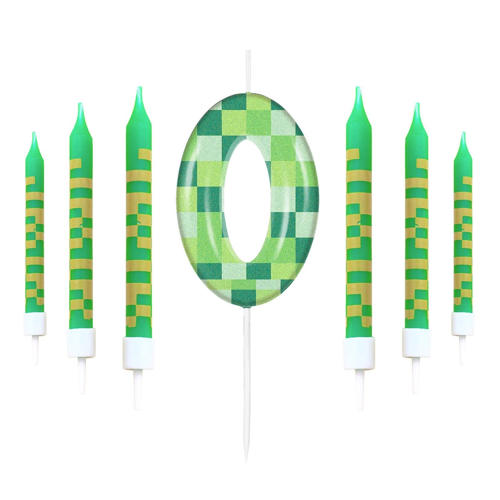 Pixelated Gamer Theme Birthday Candle Set