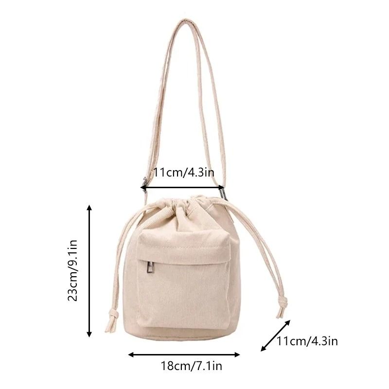 Womens Casual Drawstring Bucket Shoulder Bag