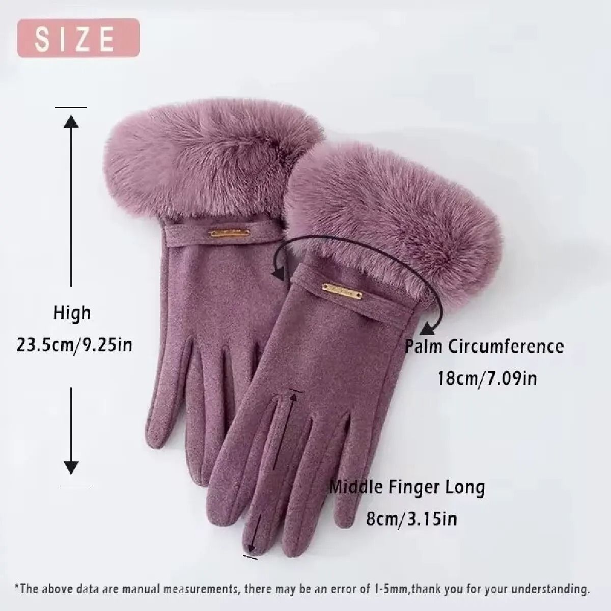 Women Winter Touchscreen Suede Gloves with Plush Cuff and Fleece Lining