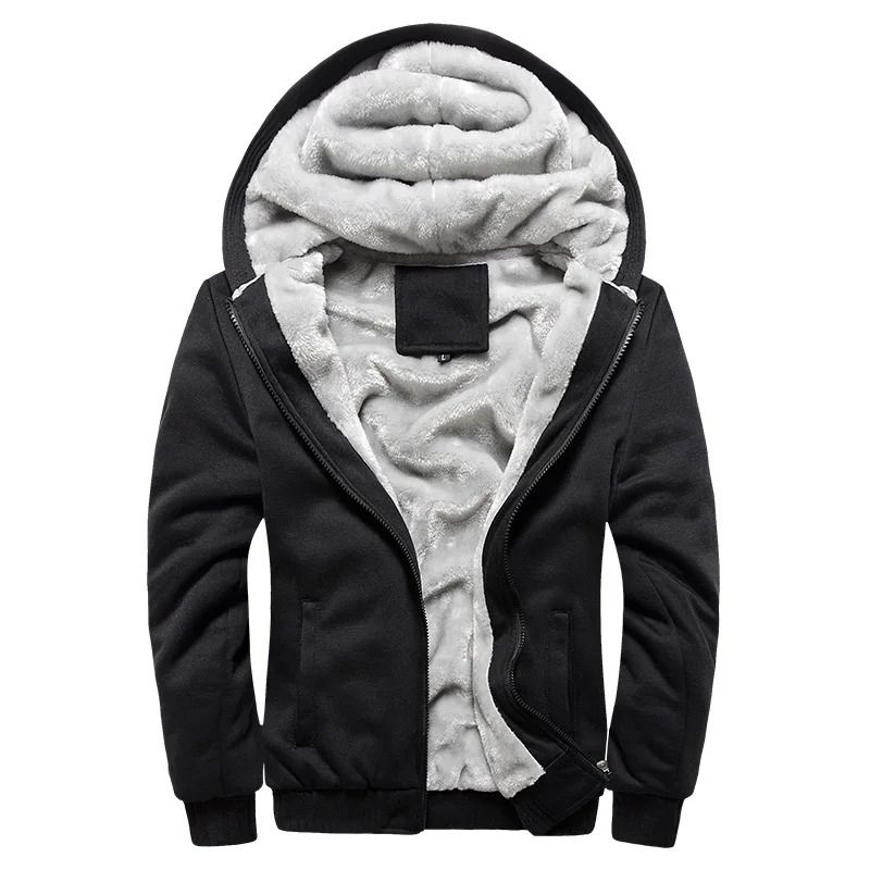 Mens Thick Warm Fleece Zipper Hoodie Jacket Plus Size Sportwear Coat