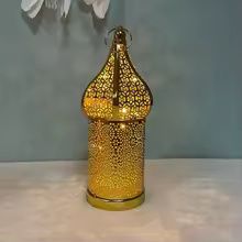 Moroccan Gold Hollow Iron Lantern Decorative Candle Light Decor