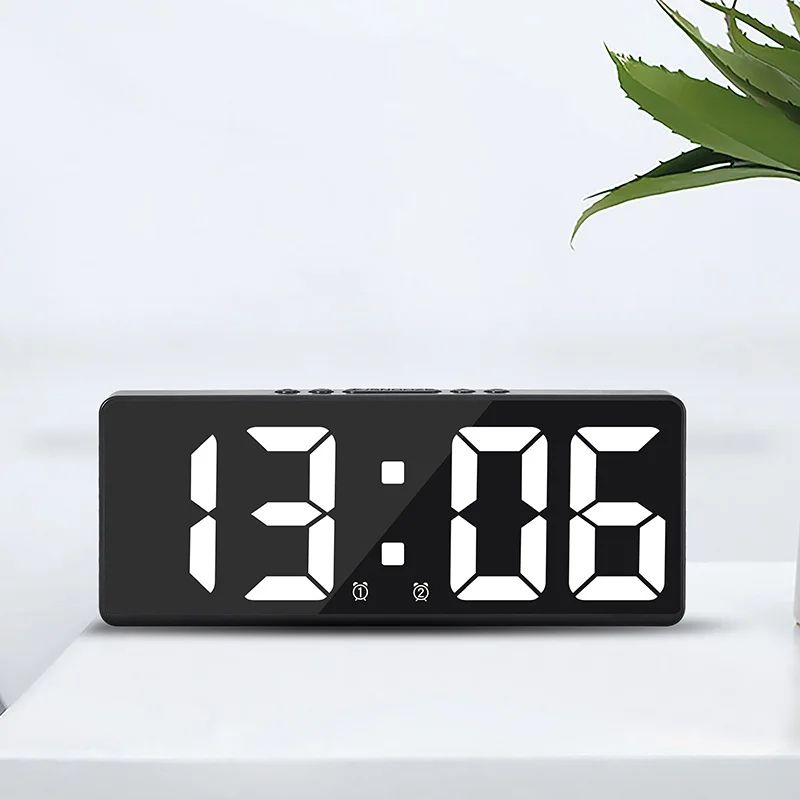 Voice Control Digital Alarm Clock with Temperature Display, Snooze & Night Mode, 12/24H Anti-Disturb Desktop Table Clock