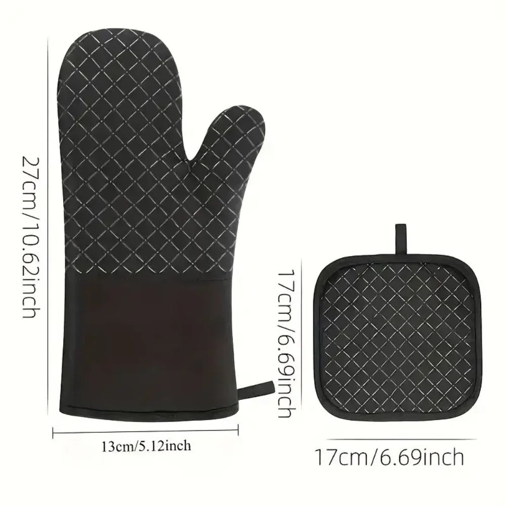 500°F Heat Resistant Oven Mitts & Pot Holders Set – Non-Slip Silicone Oven Gloves, 4-Piece Kitchen Safety Kit