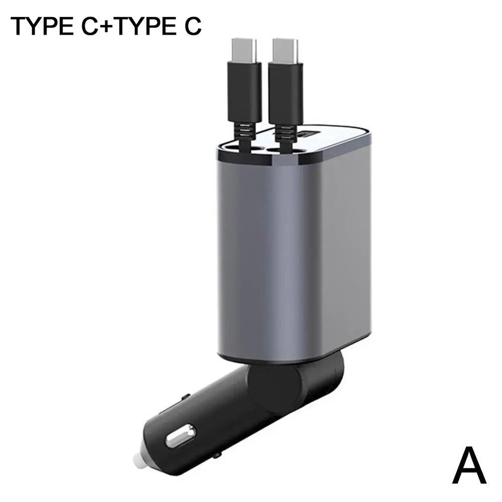 PowerRoll 100W Car Charger - 4-in-1 Retractable Car Charger with USB-C Fast Charging