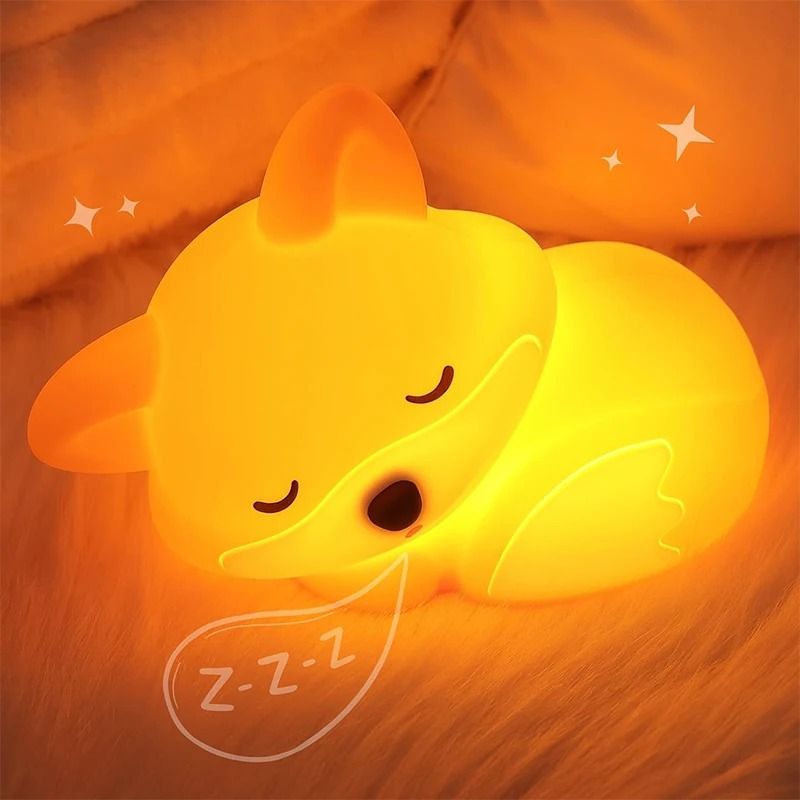 Adorable Squishy Silicone Fox Night Light and Nursery Lamp