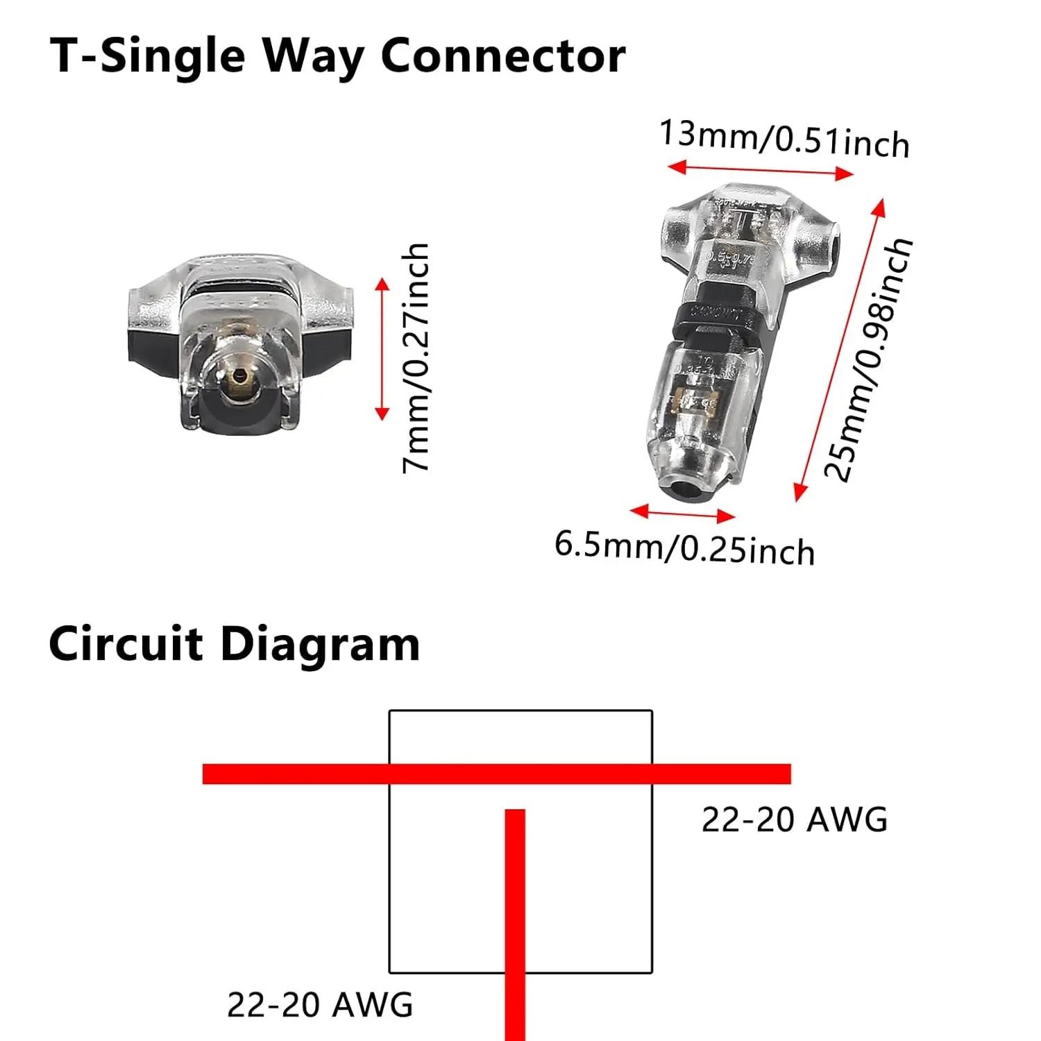 T Type 1 Pin Low Voltage Wire Connector Quick Solderless Splice Kit