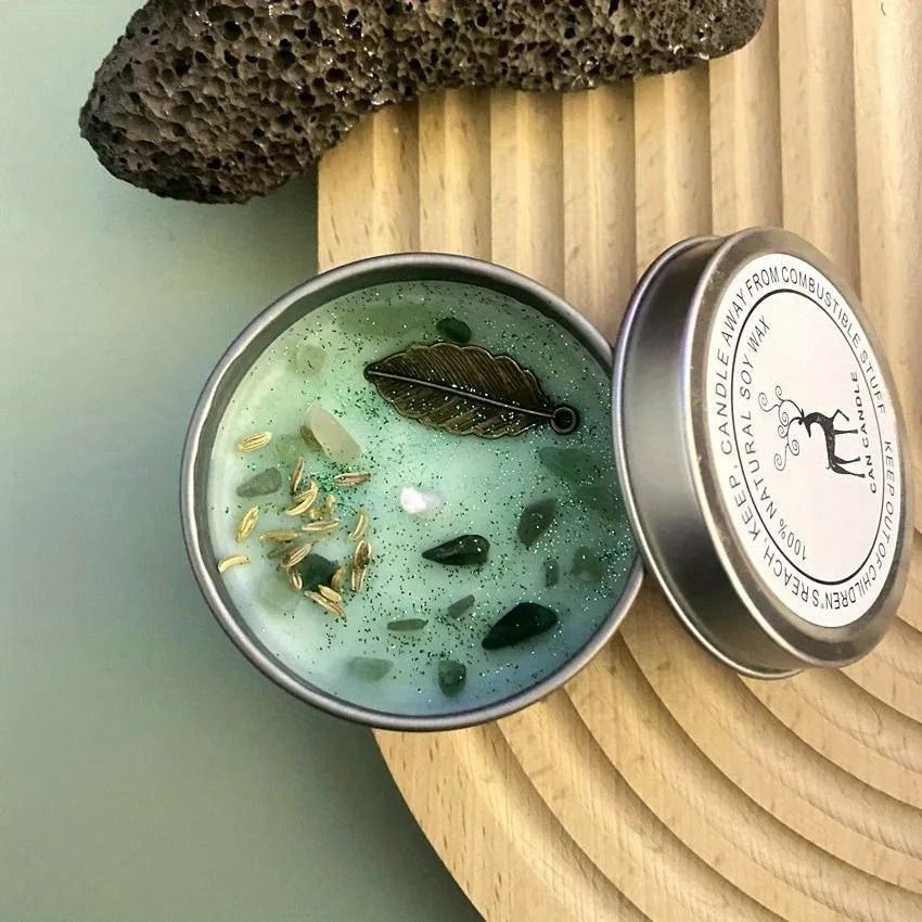 Crystal Dried Flower Scented Candle Handmade Aromatherapy Tin Candle Decor
