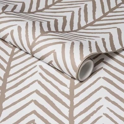 Peel and Stick Wallpaper, Threshold Herringbone Stripe, Neutral Tan, Washable Surface
