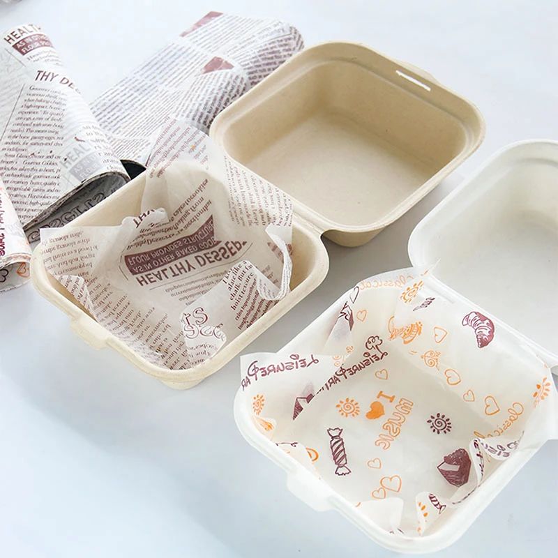 Food-Grade Oil Proof Paper Sheets (50pcs) – Bento Cake Box Liners & Burger Wrapping Paper, Greaseproof Baking Paper