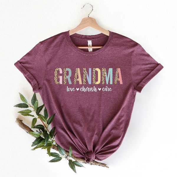 Leopard Grandma Shirt Love Cherish Care Tee Mothers Day Gift