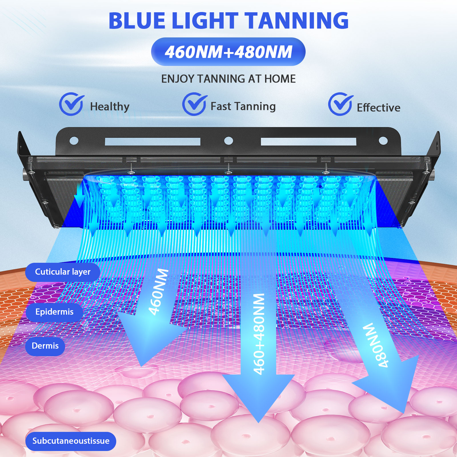 Ultraviolet Tanning Lamp with Adjustable Tripod,Safe Blue Light Skin Care & Tanning