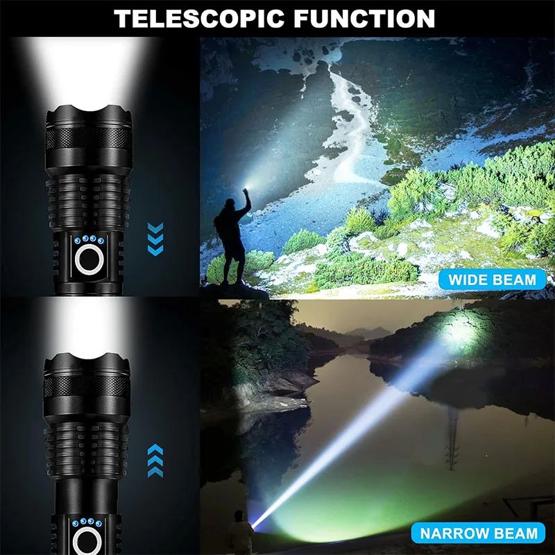 High Power Rechargeable LED Tactical Flashlight with Zoom