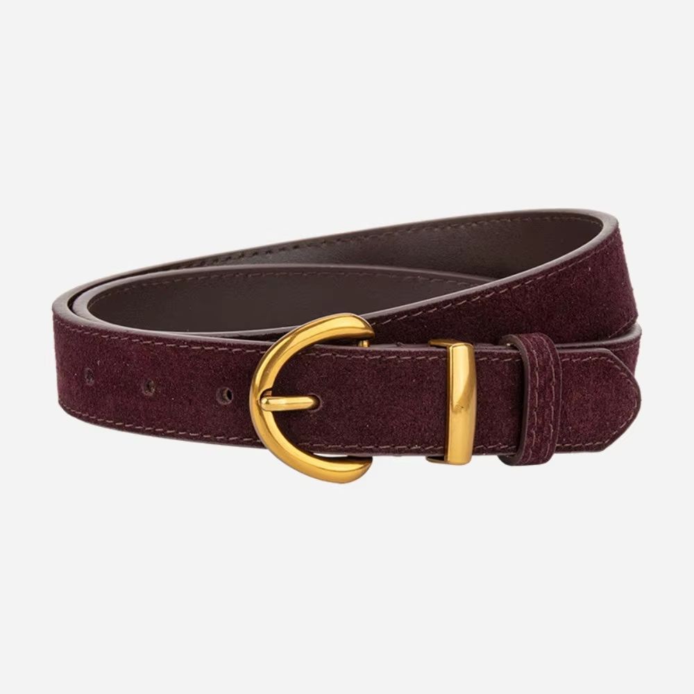 Genuine Leather Suede Women's Belt with Alloy Pin Buckle Retro Luxury Design