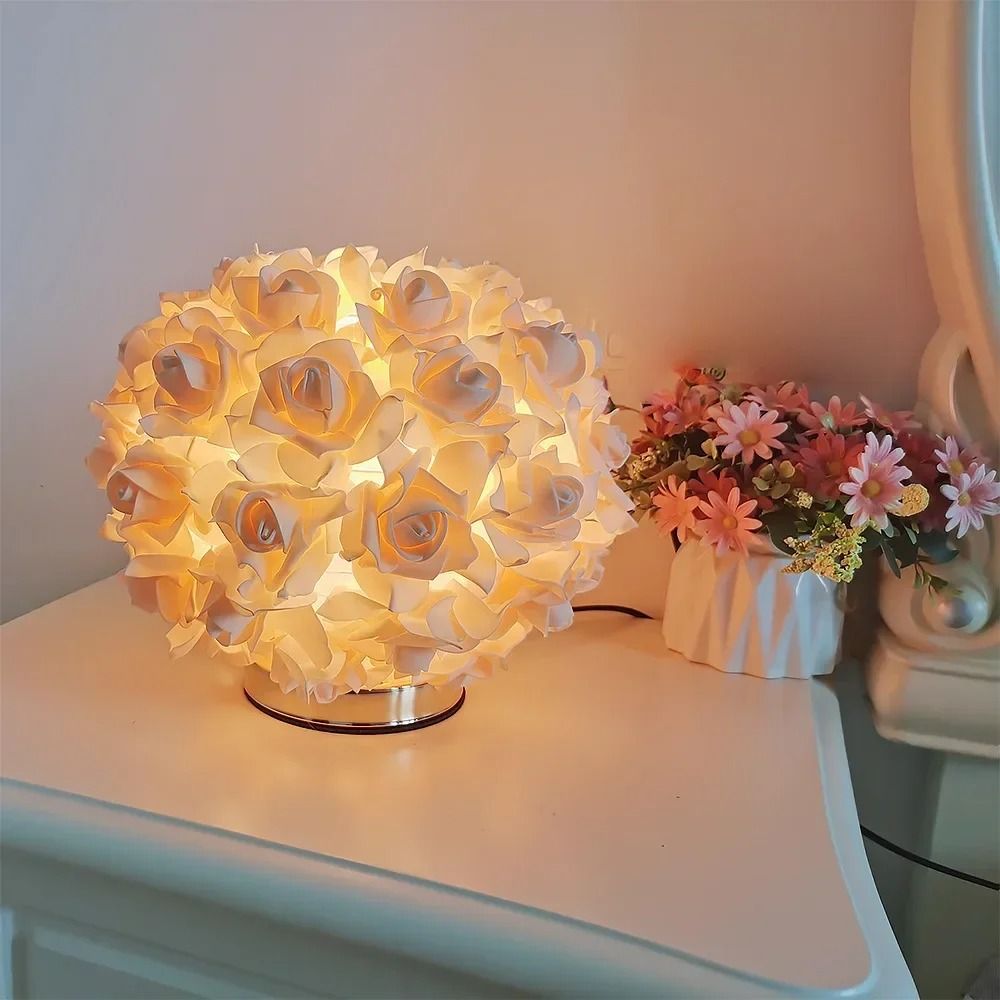 Romantic Rose Gold Crystal Flower Lamp