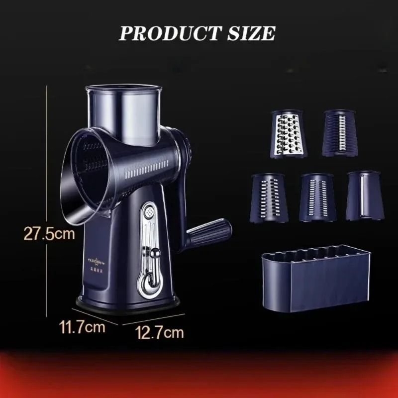 Vegetable Slicer Cutter Manual Drum Grater Multifunction Rotary Cheese Grater and Food Chopper