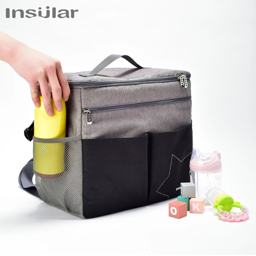 Insular Large Capacity Diaper Backpack with Anti Loss Zipper Travel Maternity Nursing Bag