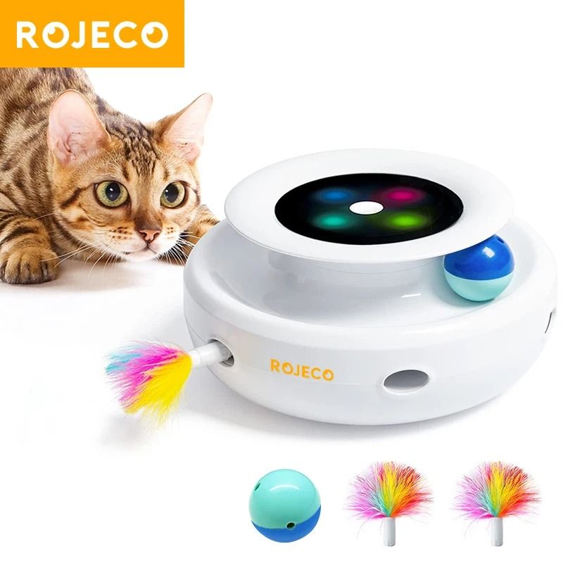 ROJECO 2 in 1 Smart Automatic Interactive Cat Toy Set