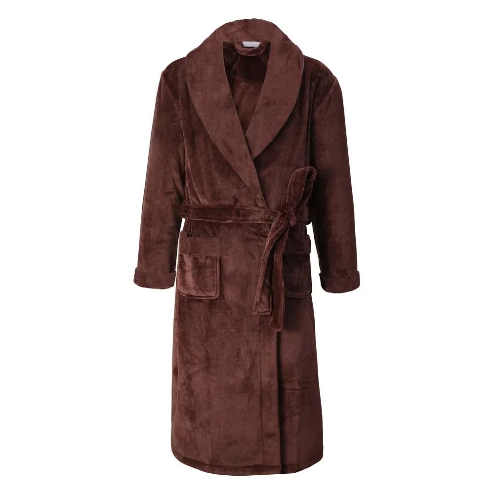 Plus Size Thick Flannel Mens Kimono Bathrobe for Autumn and Winter