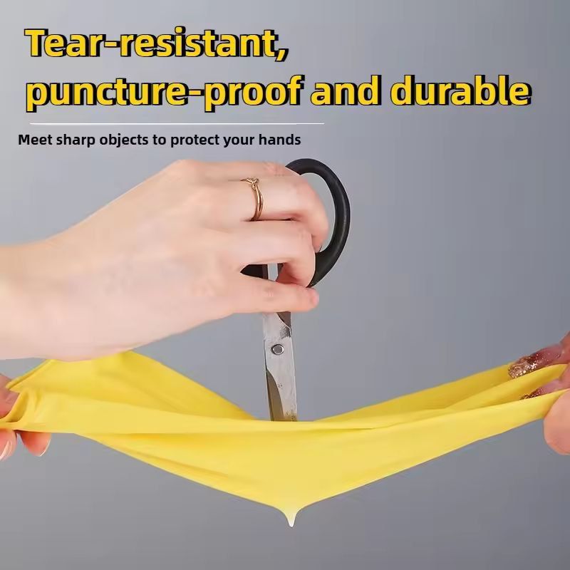 Durable Waterproof Latex Household Gloves - Heavy-Duty Dishwashing & Home Cleaning Gloves