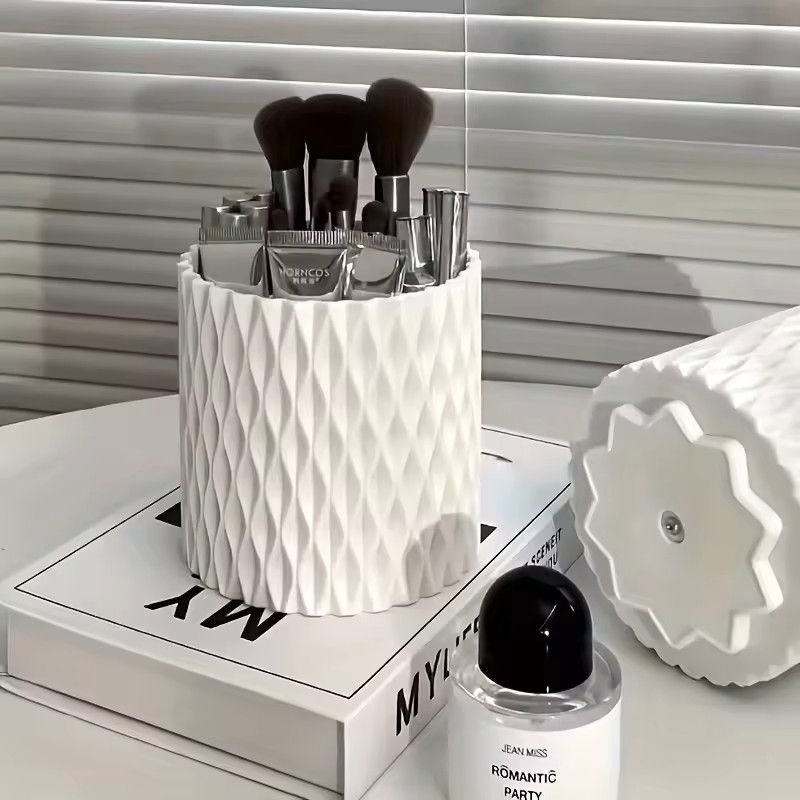 360degrees Rotating Desktop Cosmetic Storage Box – Makeup & Skincare Organizer with Multi-Section Design