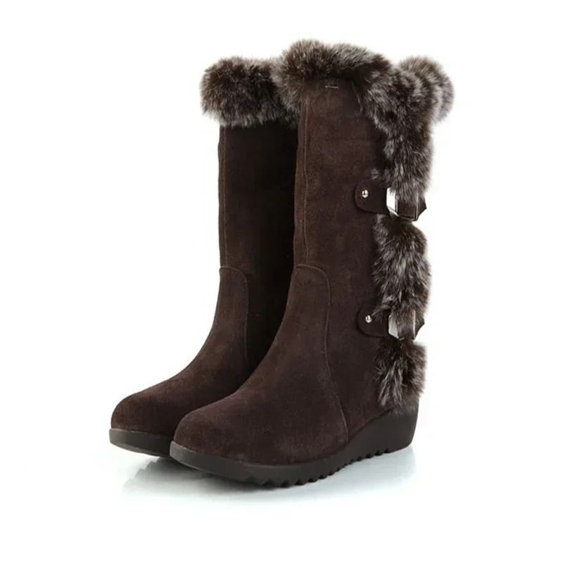 Womens Warm Wedge Winter Boots with Faux Fur