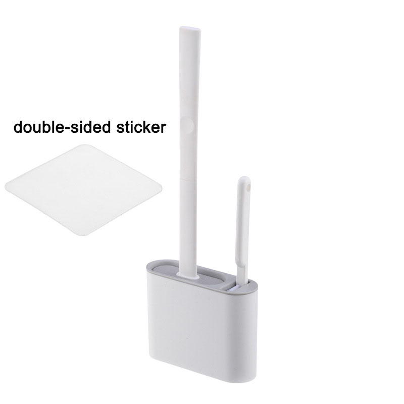 Silicone Toilet Brush with Holder Wall Mounted Long Handle Bathroom Cleaner