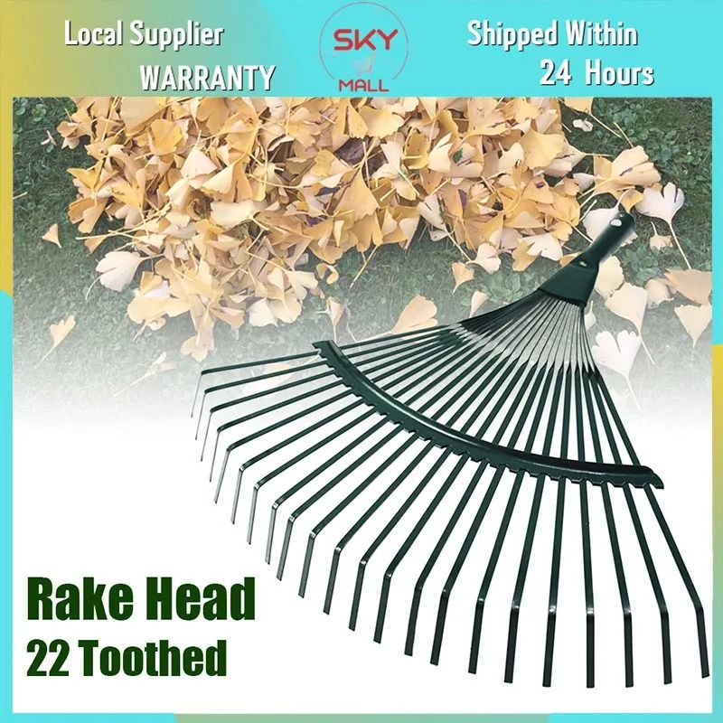22-Tooth Iron Garden Rake – Durable Leaf & Farming Tool
