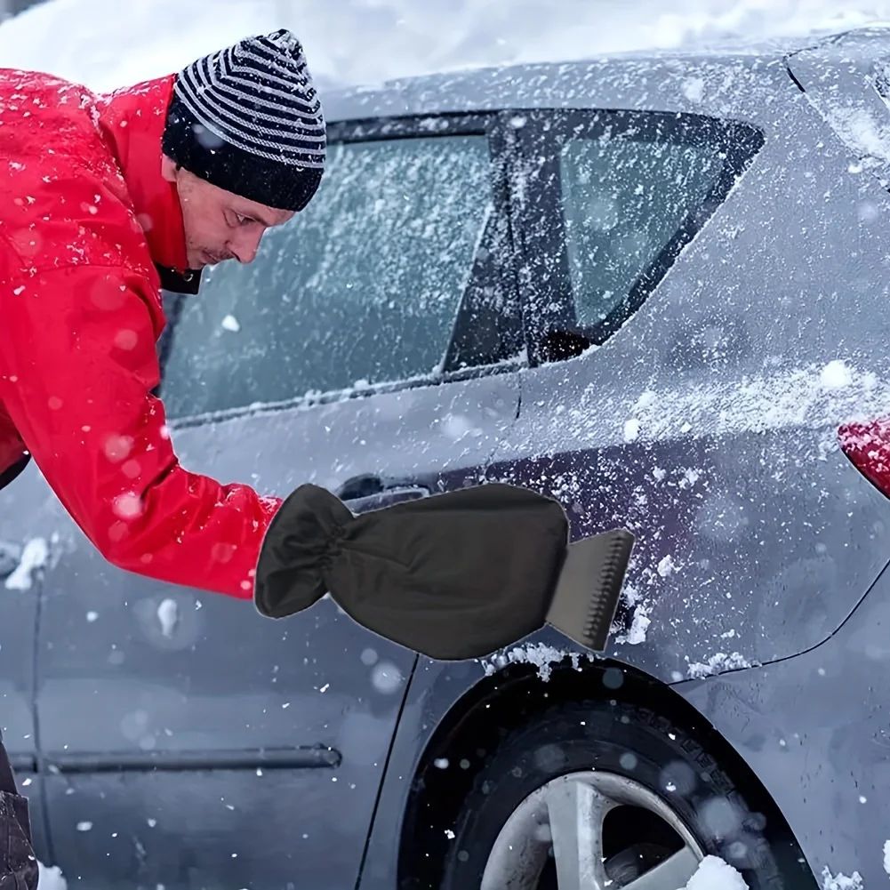 All-in-One Car Ice Scraper & Snow Brush with Thermal Gloves – Heavy-Duty Winter Windshield Cleaning Kit