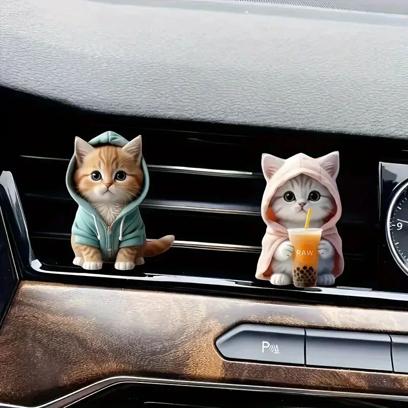 Cute Cat Car Air Freshener Vent Clip with Long Lasting Fragrance