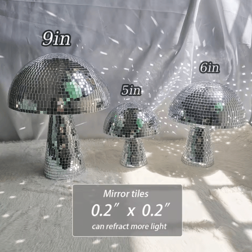 Mushroom Disco Ball Decor – Mirror Party Accent for Stylish Spaces
