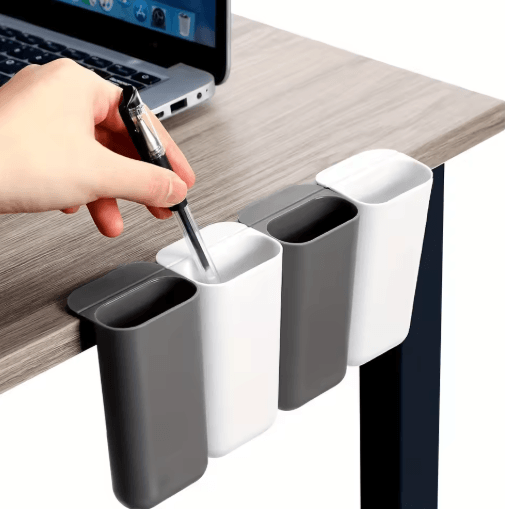 ClipLock Adhesive Desk Pen Holder Set for Easy Workspace Organization
