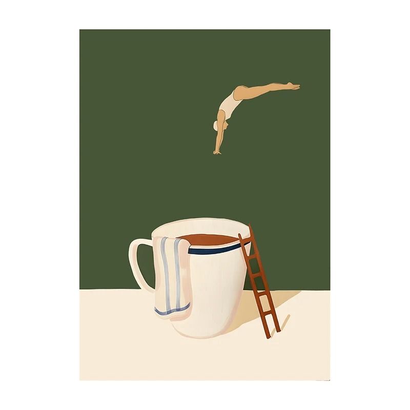 Surreal Coffee Diver Canvas Poster | Trendy Kitchen Gallery Wall Art