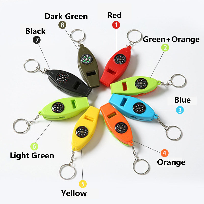 Multifunctional Survival Keychain with Whistle, Compass, Magnifier, and Thermometer