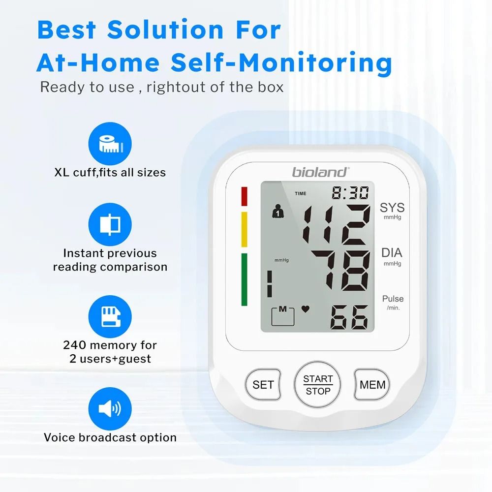 Automatic Upper Arm Blood Pressure Monitor With Heart Rate Detection