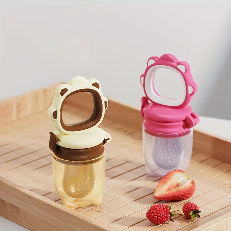 Silicone Baby Fruit & Vegetable Feeder with Mesh Cartoon Lion Design - Safe Self-Feeding & Teething Aid
