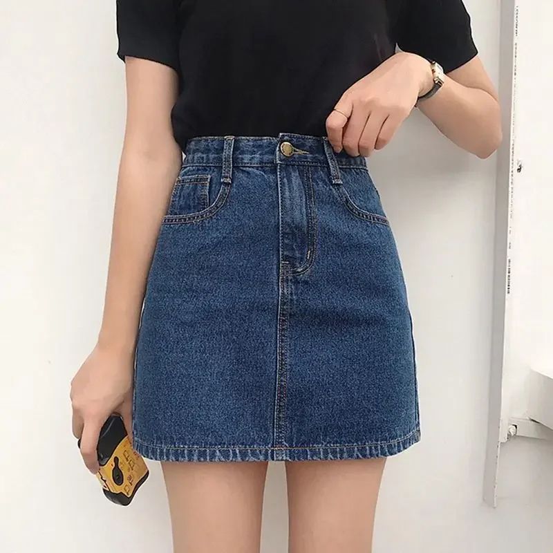 Women's High Waist Denim Mini Skirt – Slim Fit Y2K Jean Skirt with Pockets