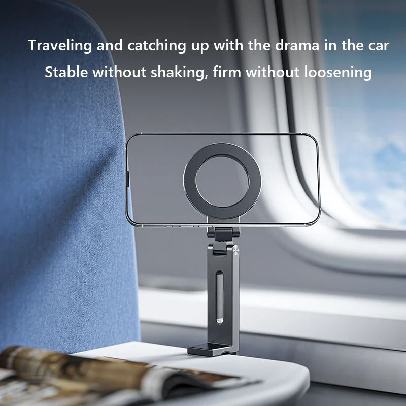 Universal Magnetic Travel Phone Holder – Flexible 360-Degree Rotation Mount – Hands-Free Airplane & Desktop Interaction
